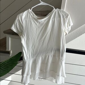 Michael Kors White Short Sleeve Layered Peplum Top
